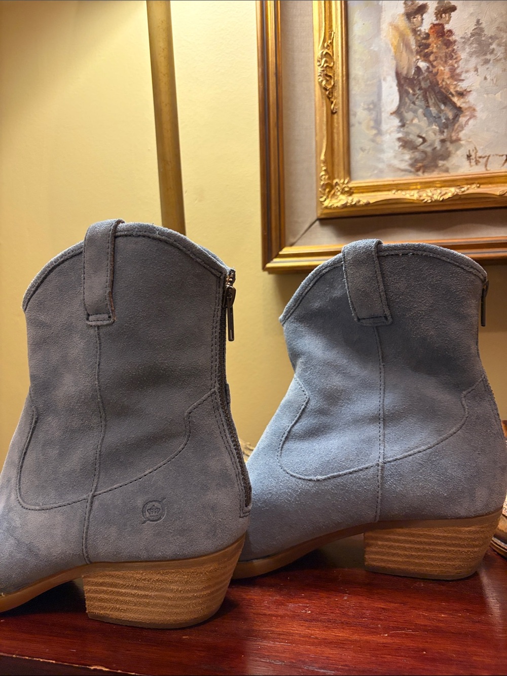 Born Light Blue Suede Western Ankle Boots - Picture 10 of 17